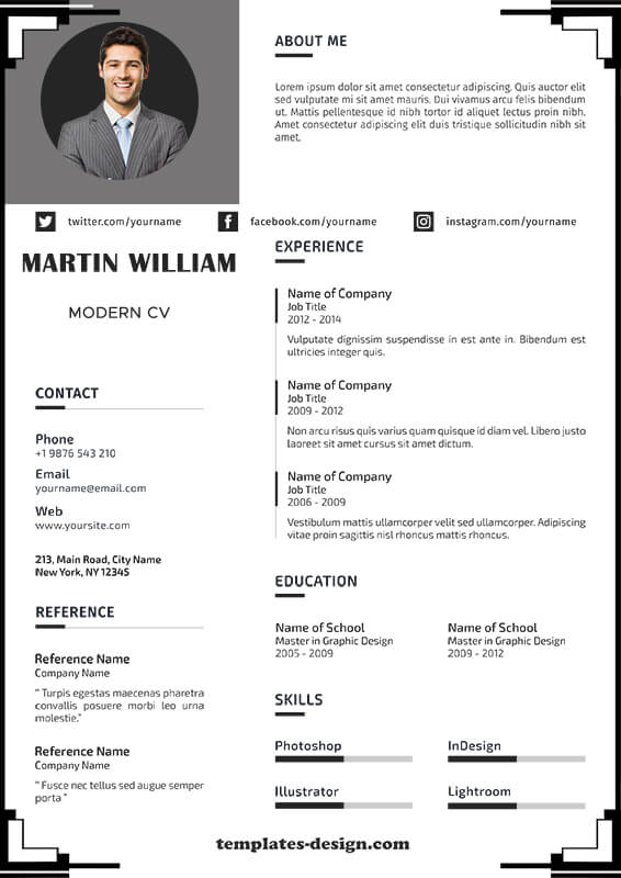 Modern CV in psd design