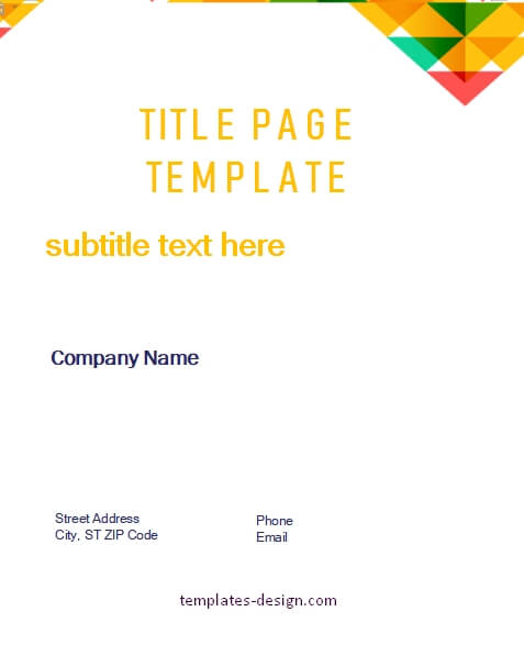 Title Page template free word