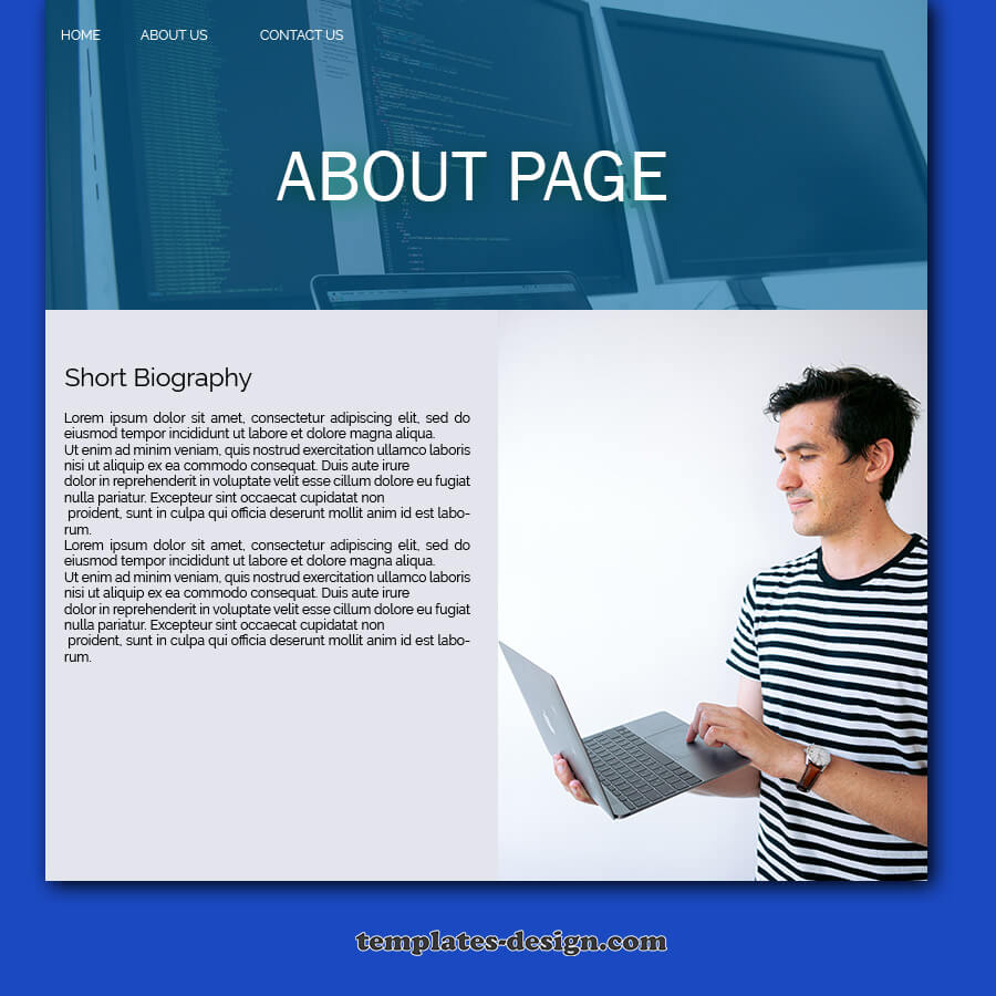 about page example psd design