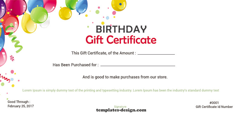 birthday gift certificate example psd design