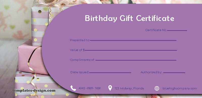 birthday gift certificate in psd design