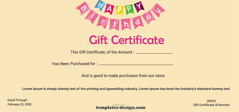 birthday gift certificate templates for photoshop