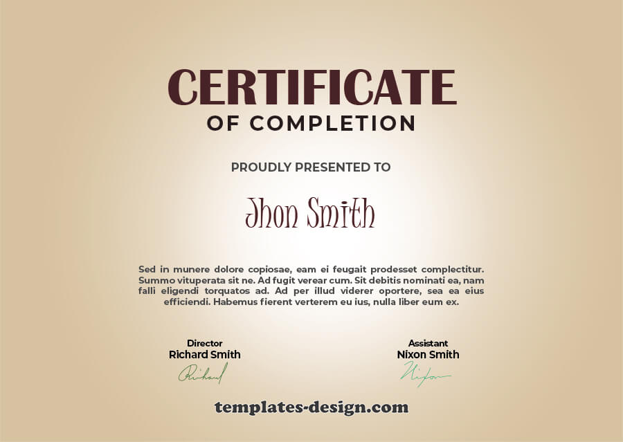certificate of completion templates psd