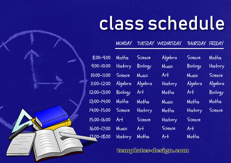 class Schedule templates for photoshop
