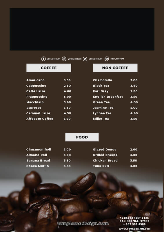 coffee shop menu psd templates