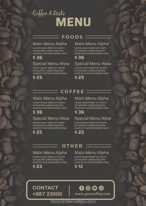 coffee shop menu psd