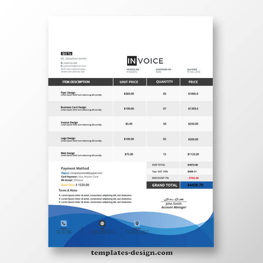 commercial invoice example psd design