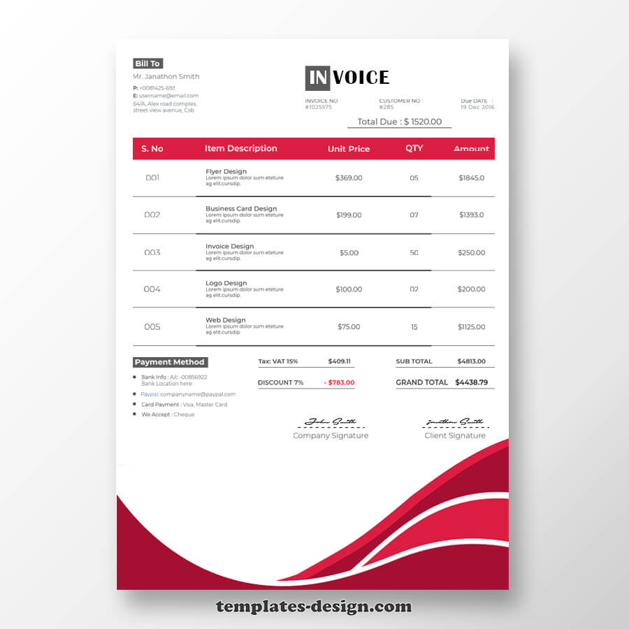 commercial invoice psd templates