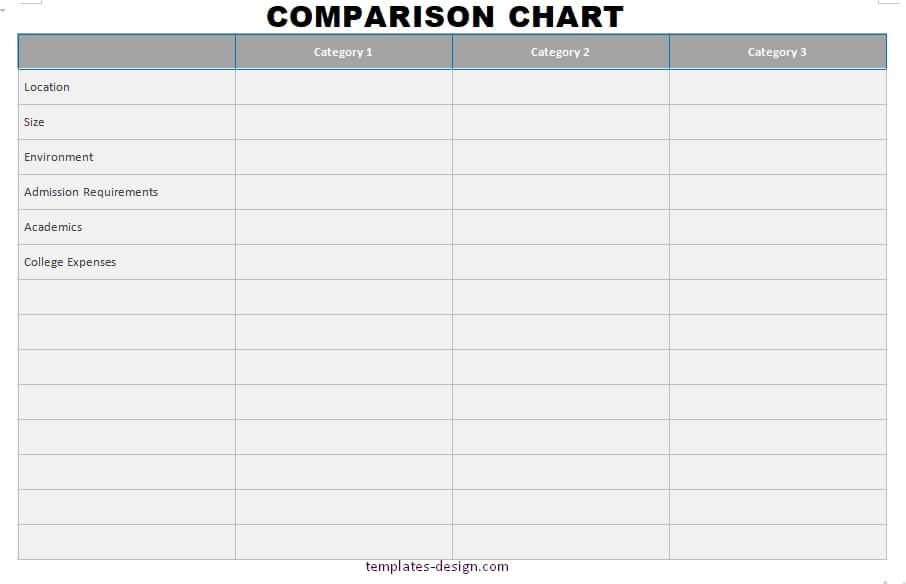 comparison chart free word template
