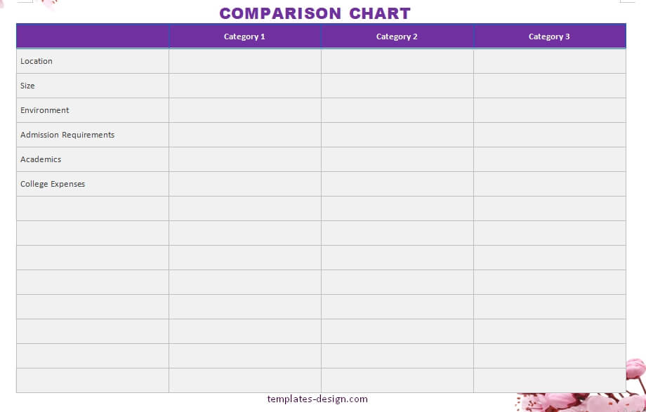 comparison chart template for word