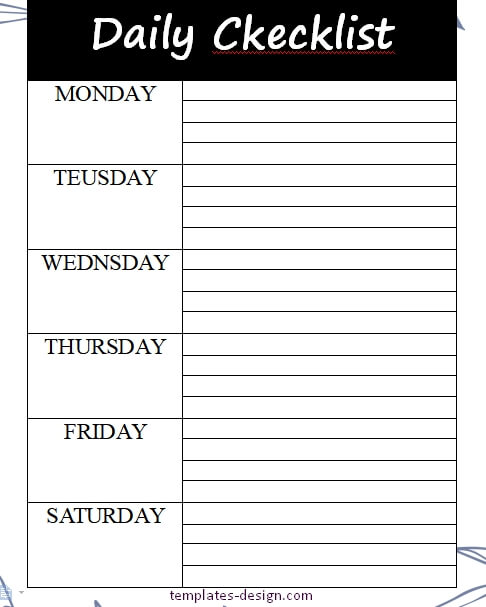 daily checklist customizable word design template