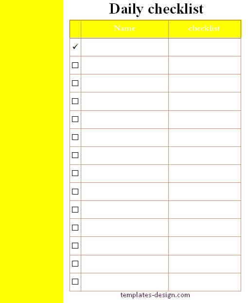 daily checklist example word design