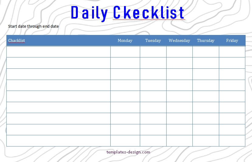 daily checklist in word design