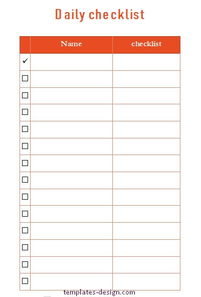 daily checklist in word