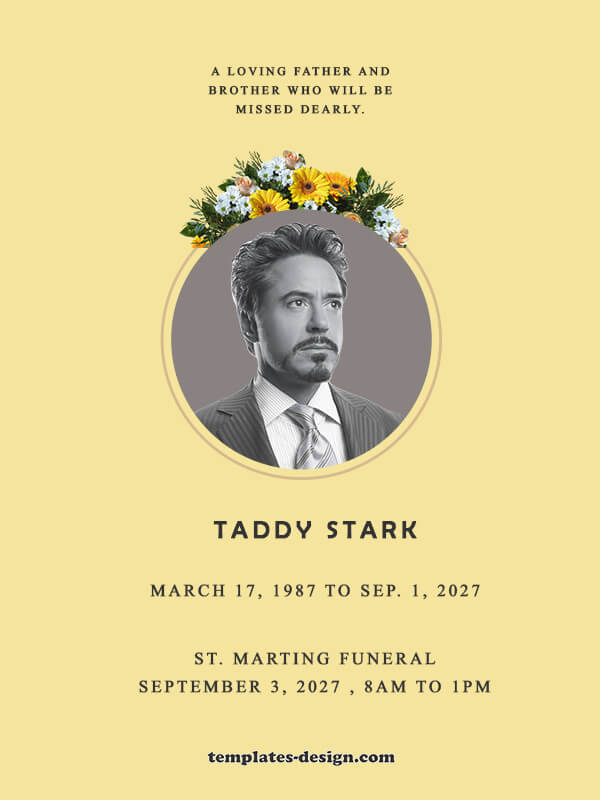 funeral announcement in photoshop