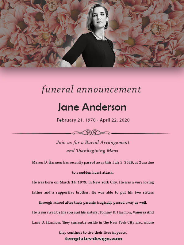 funeral announcement psd