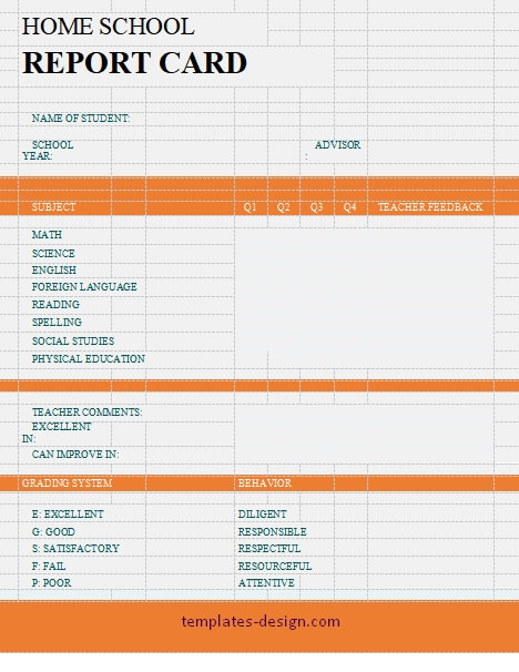 homeschool report card customizable word design template