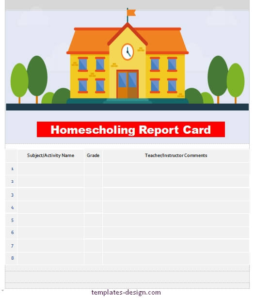 homeschool report card in word design