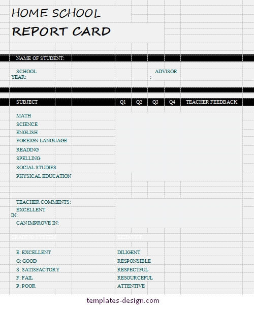 homeschool report card in word