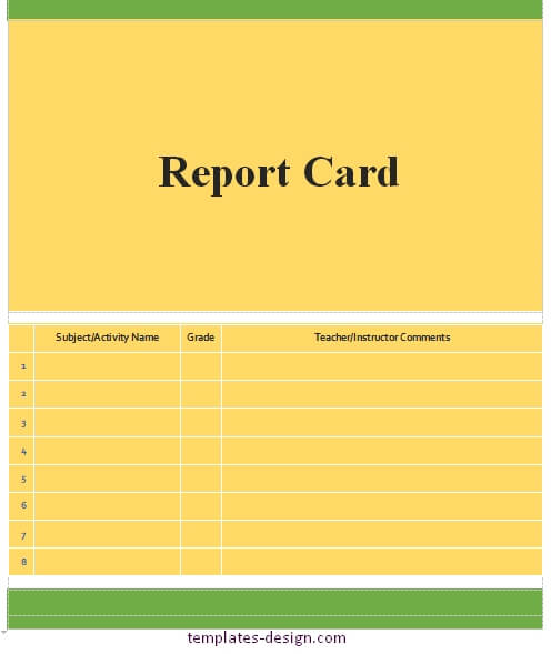 homeschool report card template for word