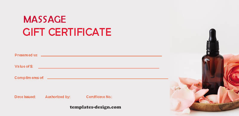 massage gift certificate psd