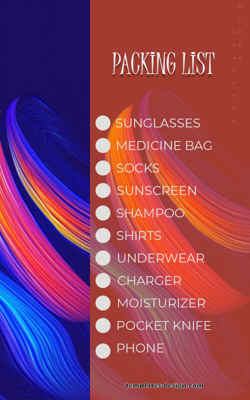 packing list example psd design