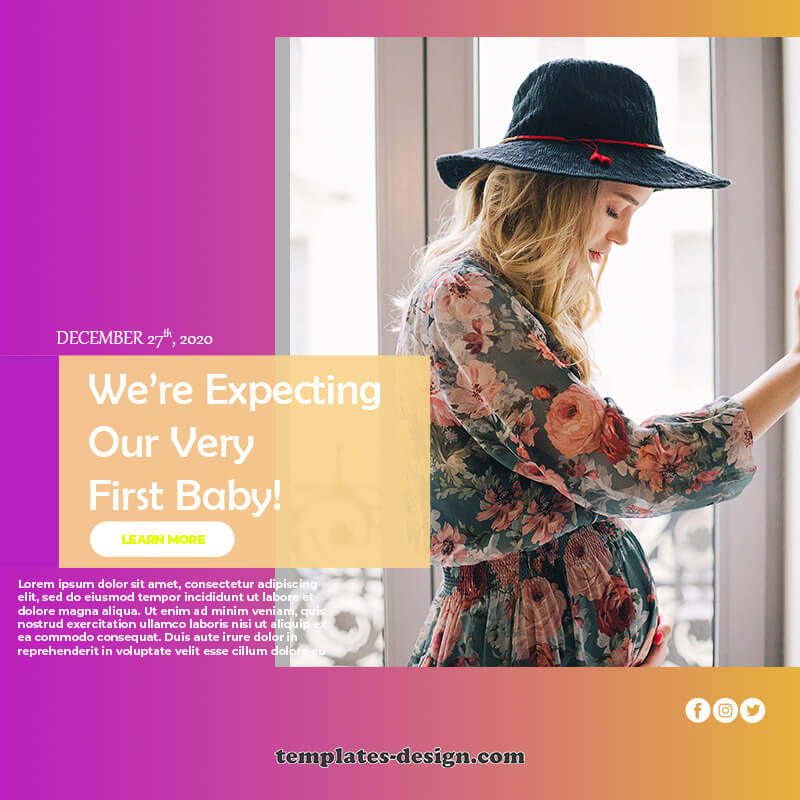 pregnant announcement example psd design