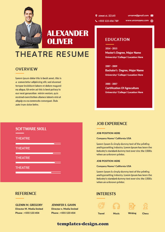 theatre resume customizable psd design templates
