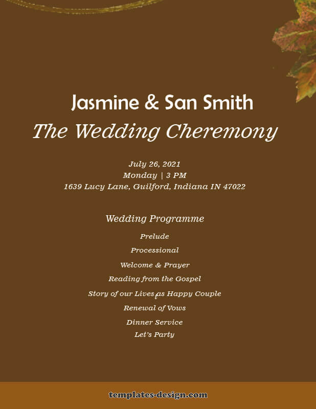 wedding ceremony program customizable psd design templates