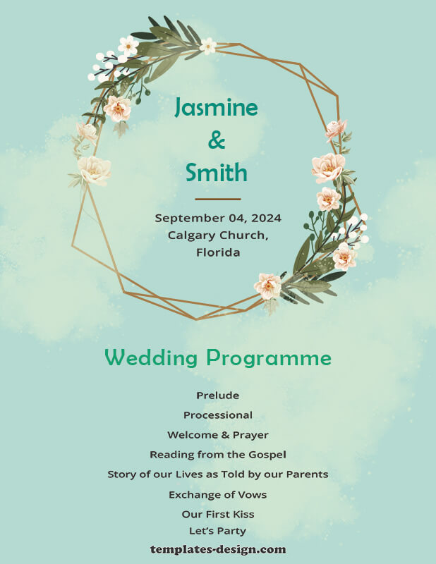 wedding ceremony program example psd design