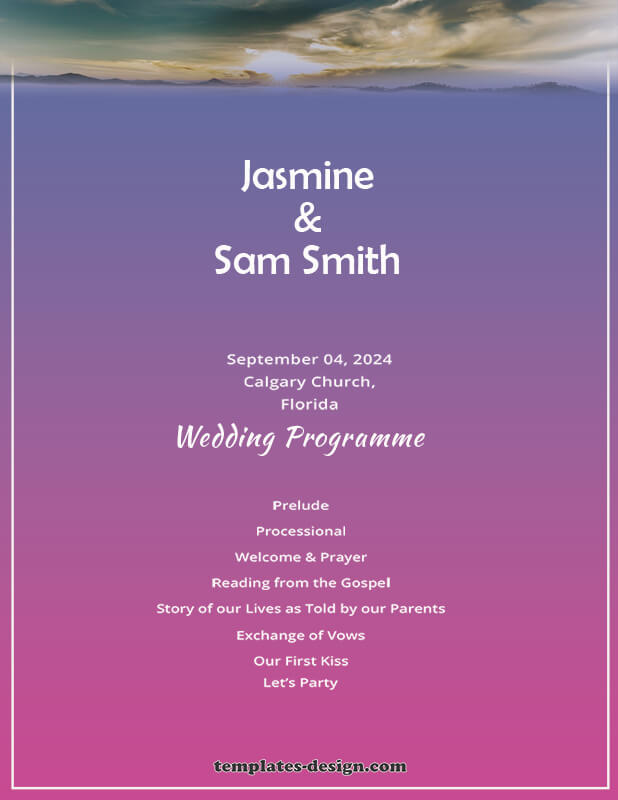 wedding ceremony program in photoshop