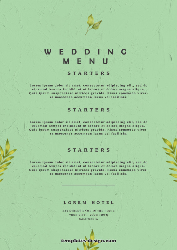 wedding menu in photoshop