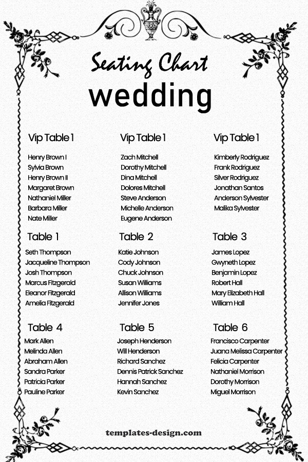 wedding seating chart customizable psd design templates