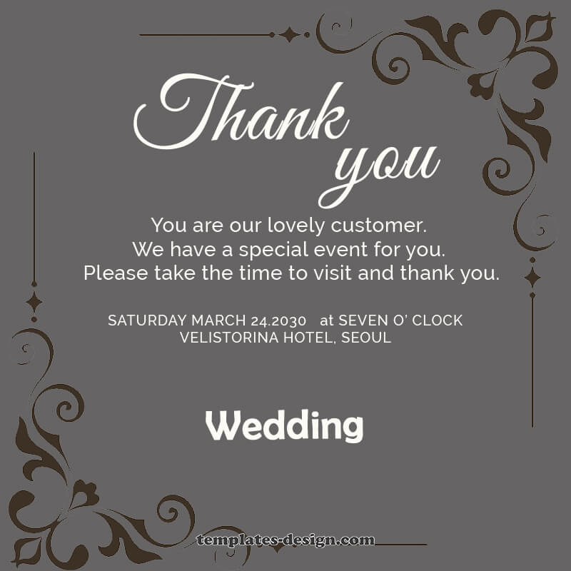 wedding thank you card customizable psd design templates