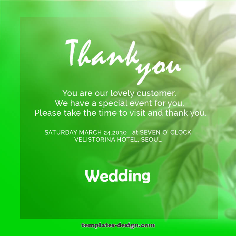 wedding thank you card example psd design