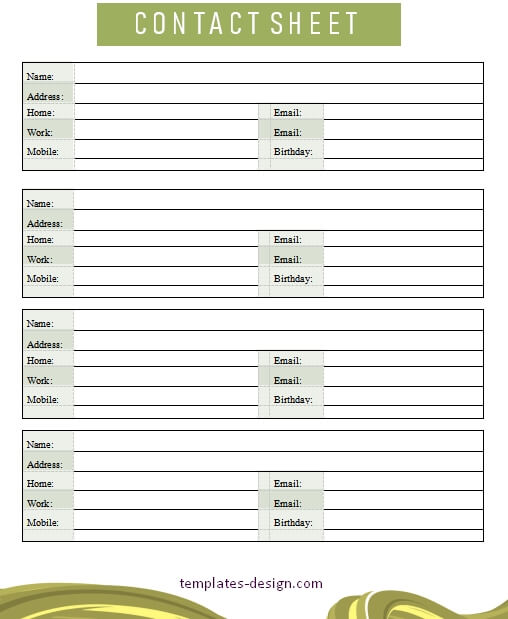 contact sheet example word design