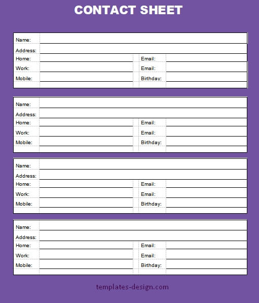 contact sheet word template free