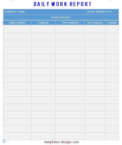 daily report template customizable word design template