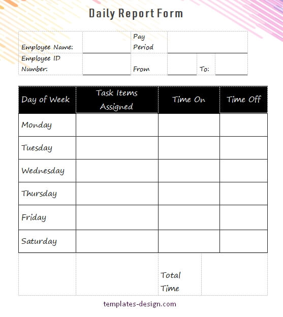 daily report template free download word