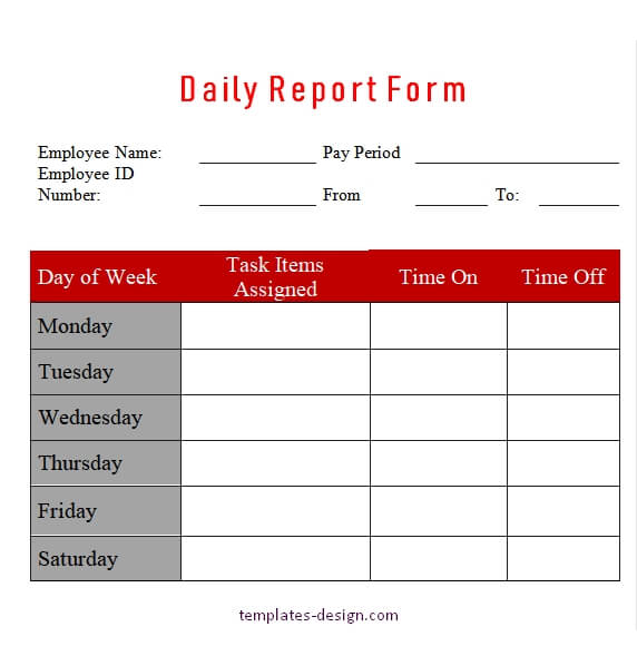 daily report template in word free download