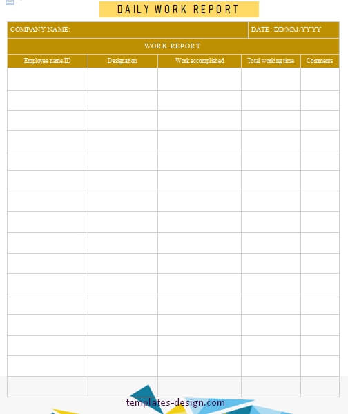 daily report template template free word