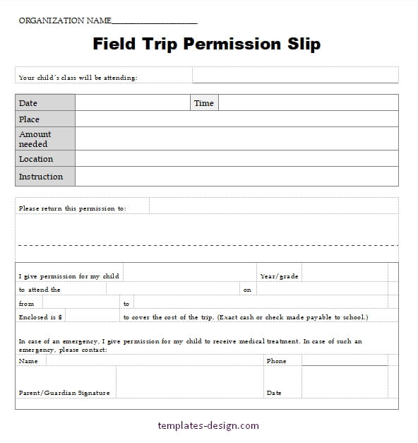 field trip permission slip free download word