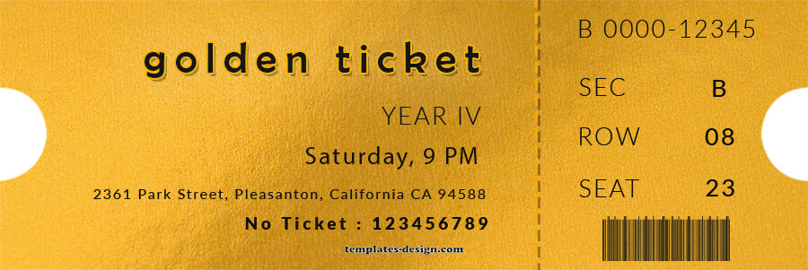 golden ticket templatess example psd design