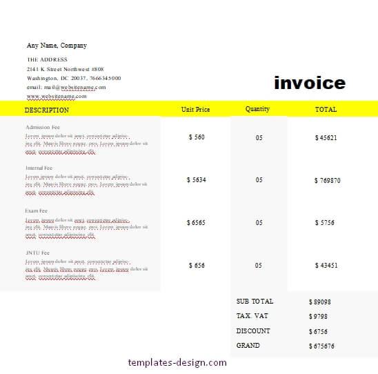 graphic design invoice template free download word