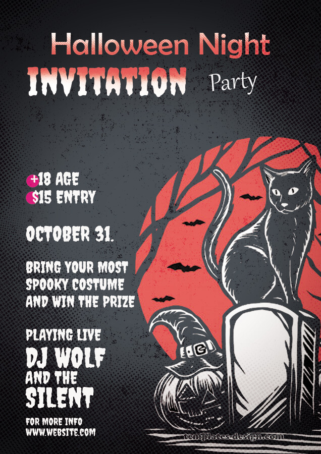 halloween party invitation psd templates