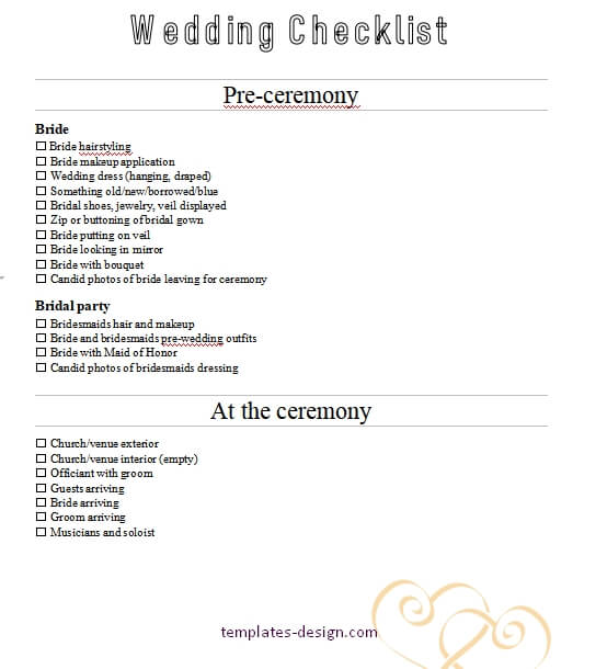 wedding checklist word template free