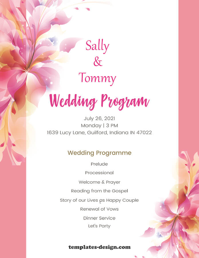 wedding program psd templates