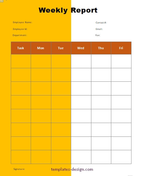 weekly report template example word design