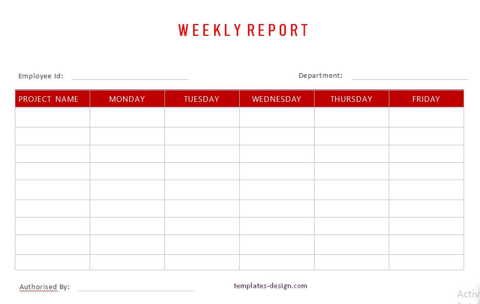 weekly report template in word design