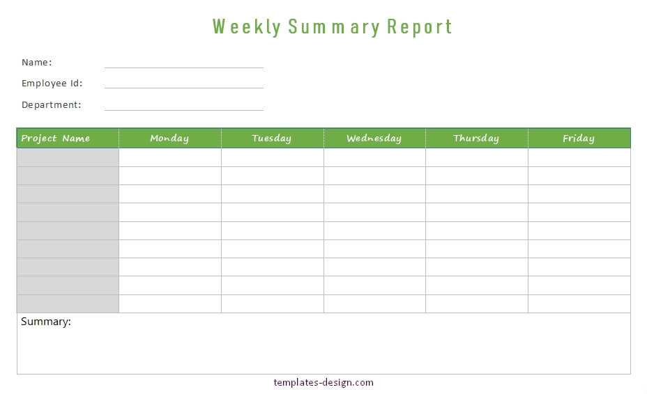 weekly report template in word free download